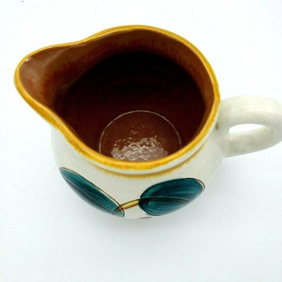 Vintage Stangl Pottery CREAMER Della Ware RED CHERRY 1947 hand painted yellow - Picture 3 of 4